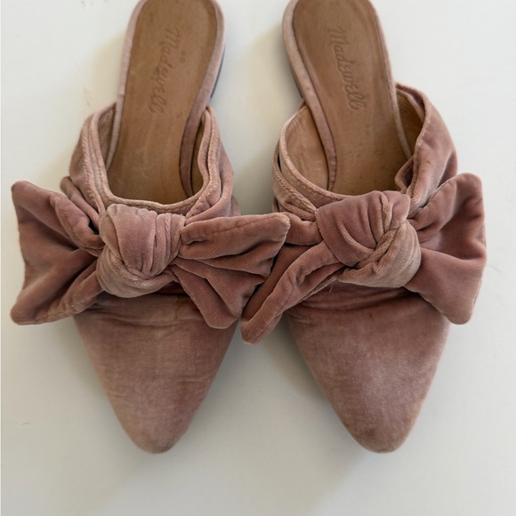 Madewell Blush Velvet Bow Mules - Picture 2 of 6